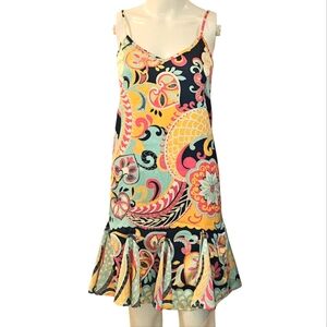 JB by Julie Brown Retro Paisley Slip Mini Dress Size 4 Mod 60s Excellent Conditi